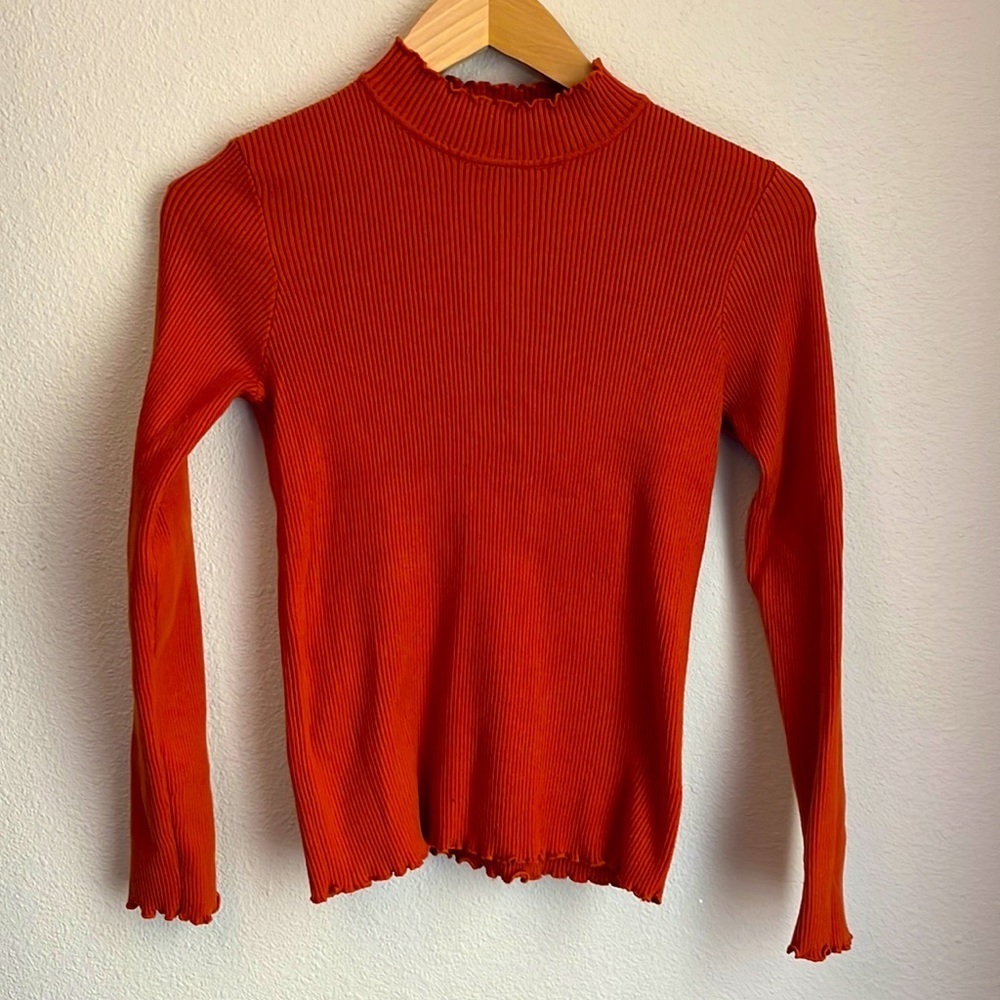 Burnt Orange Long Sleeve Mock Turtleneck Lush size M